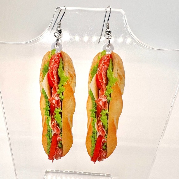 Handmade Jewelry - Hoagie Sub Sandwich Earrings - Cookout Earrings - Bartender Earrings Accessories
